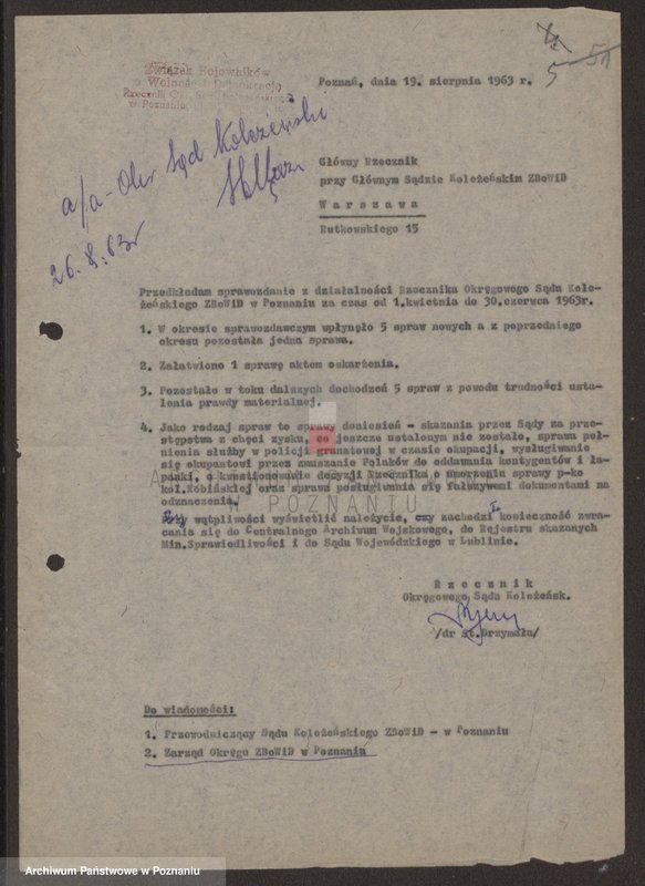 image.from.unit.number "Sprawozdania z działalności Rzecznika Okręgowego Sądu Koleżeńskiego za lata 1960 - 1967."