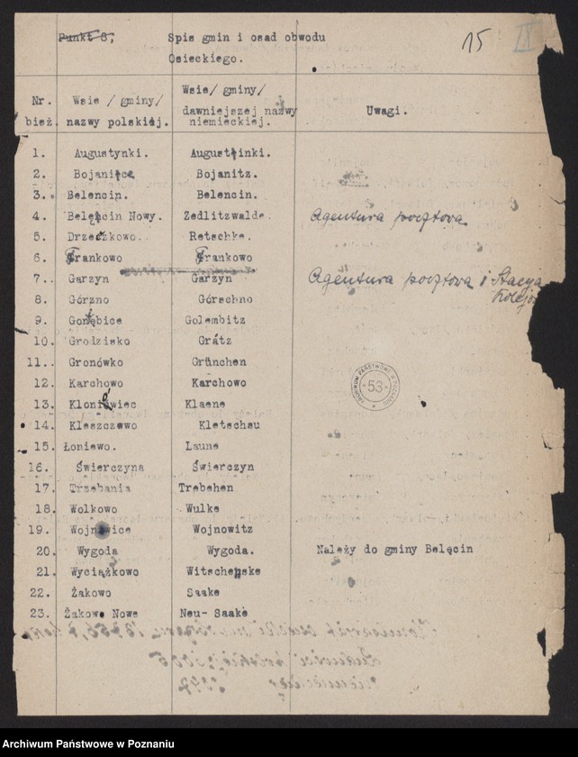 Obraz 17 z jednostki "[Dane statystyczne dotyczące powiatu leszczyńskiego] m.in. spis urzędników starostwa, lekarzy, wykazy stowarzyszeń, instytucji kredytowych, zakładów przemysłowych oraz miejscowości"