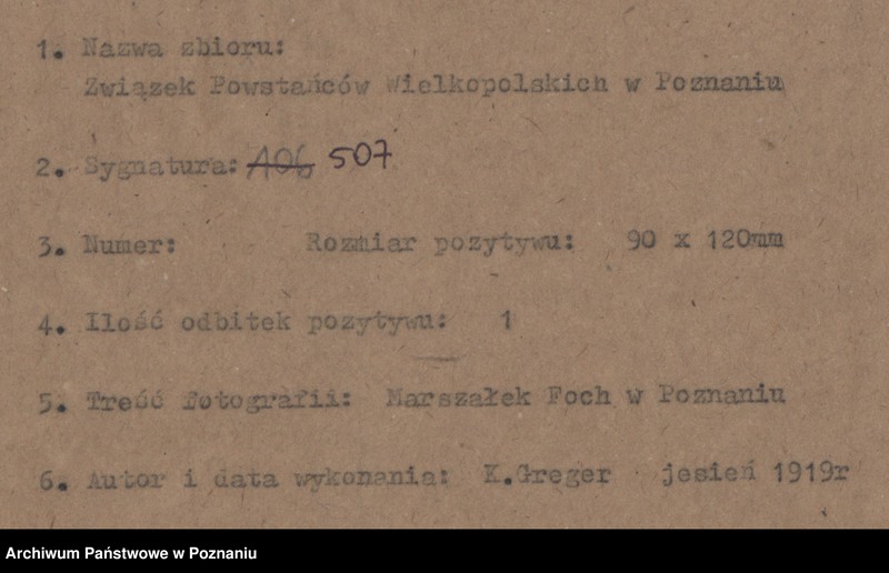 Obraz 4 z jednostki "Marszałek Foch w Poznaniu, Greger, jesień 1919."