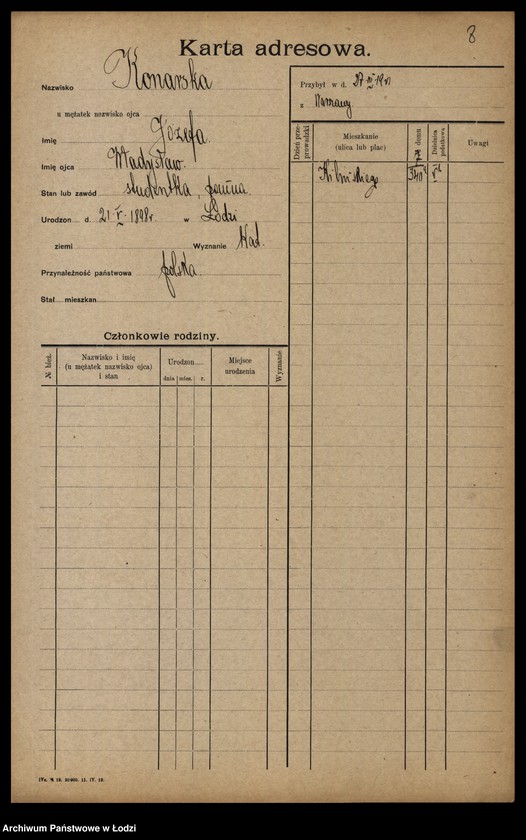 Obraz 10 z jednostki "[Spis ludności Łodzi] Konalska - Konga"
