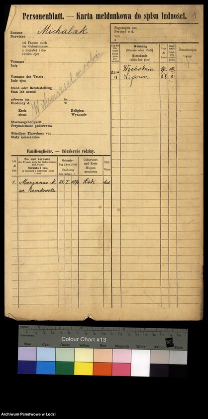 Obraz 3 z jednostki "[Spis ludności Łodzi] Michalak"