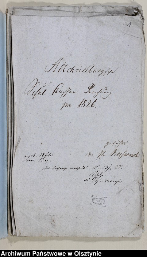 image.from.unit.number "Alt Christburgschen Schul-Cassen Rechnung 1826-1828, 1836-1838"
