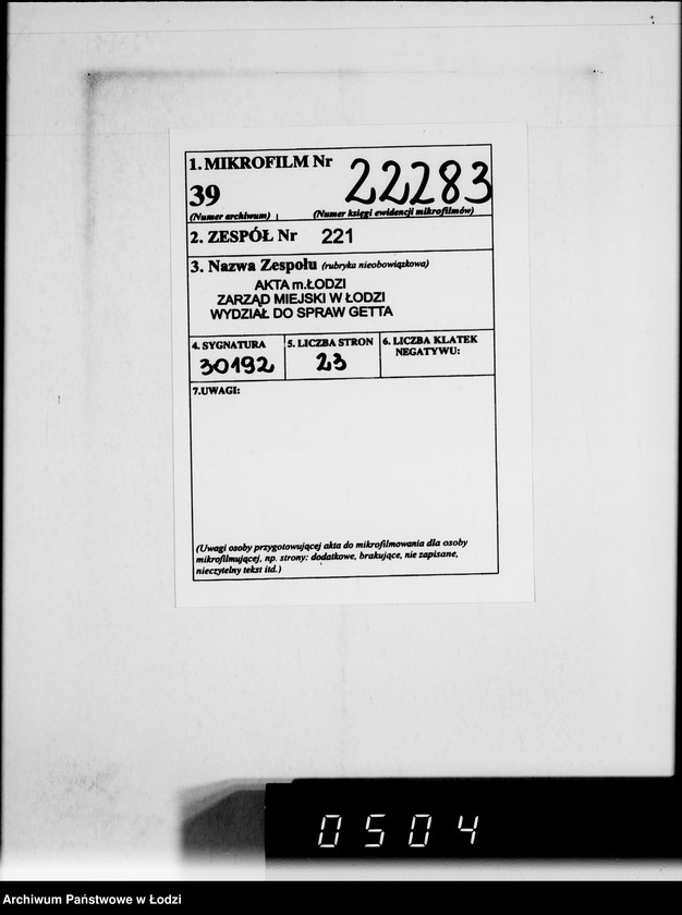 Obraz 2 z jednostki "Bedarfsmeldungen der Älteste der Juden"