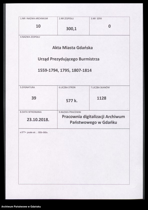 image.from.unit.number "Bürgermeisterliches Ambtbuch H. Johan von der Linden Praesidirenden Bürgermeisters […] vom [21.VIII.-31.XII.1596] Das ander No. 5 /indeks/"