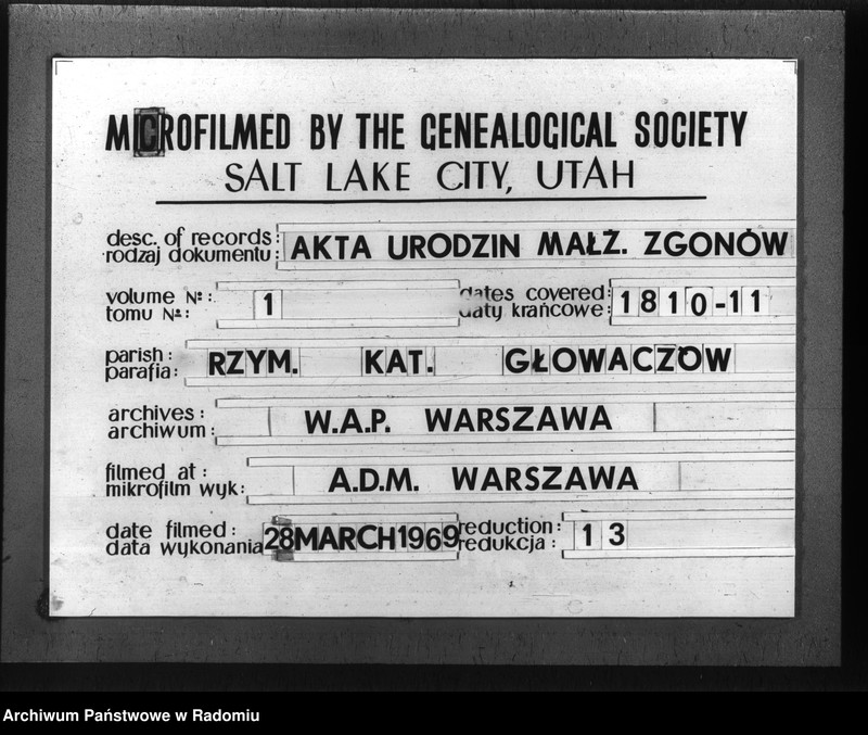 image.from.unit.number "[Akta urodzonych, zaślubionych i zmarłych parafii Głowaczów z lat 1810 - 1811]"