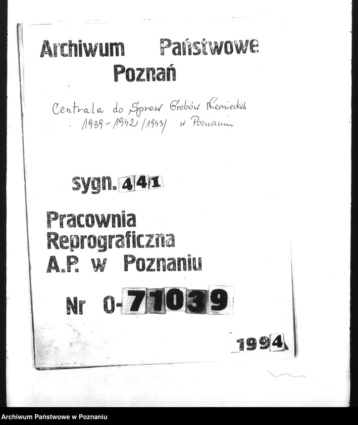 Obraz 1 z jednostki "Wykazy miejscowych Niemców, którzy zginęli w 1939 roku. Kreis Wielun"