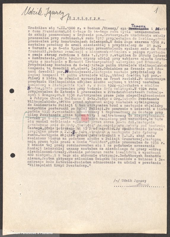 Obraz 9 z jednostki "Życiorysy powstańców wielkopolskich: U - V."