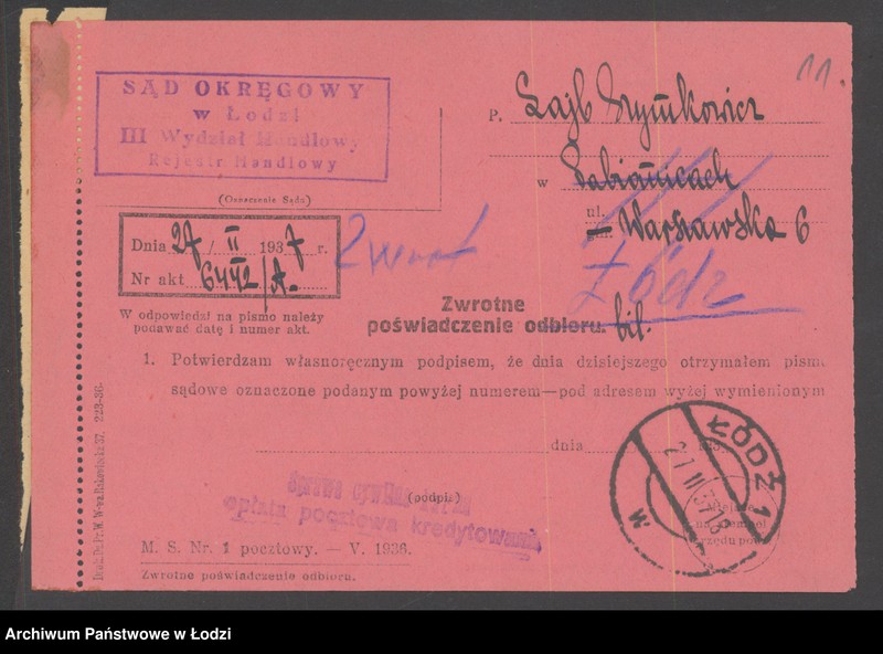 Obraz 13 z jednostki "Lejb Szymkowicz- handel mąką i zbożem"