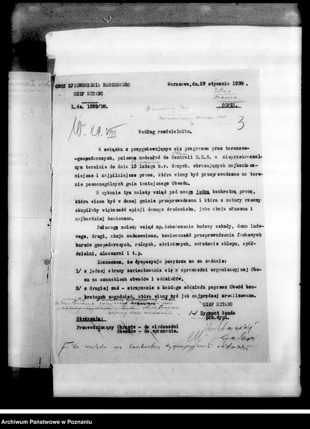 Obraz 6 z jednostki "Okólniki, instrukcje, wytyczne, korespondencja dotycząca urządzenia Zjazdów Obywatelskich, wyborów do samorządów terytorialnych oraz Zespołu Wielkopolskiego Posłów i Senatorów Obozu Zjednoczenia Narodowego: wykazy członków"