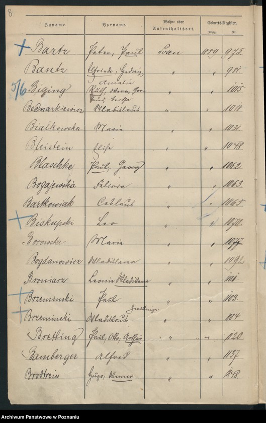 Obraz 11 z jednostki "Spis alfabetyczny urodzeń"