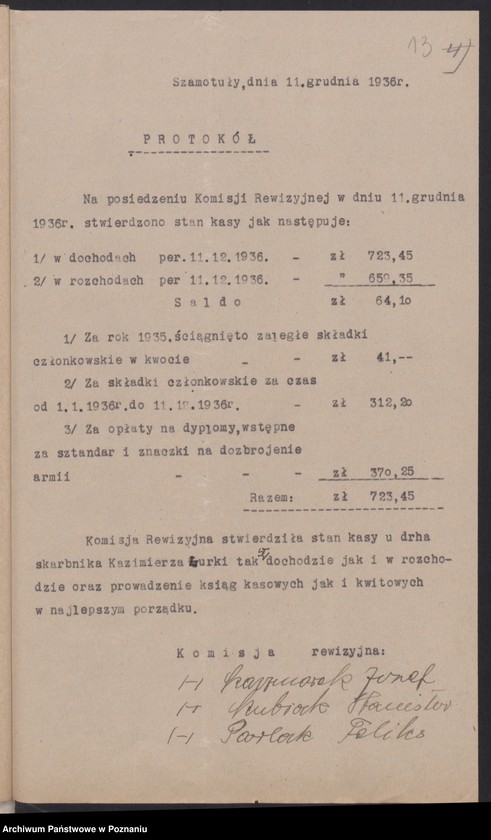 Obraz 16 z jednostki "Szamotuły - akta koła."