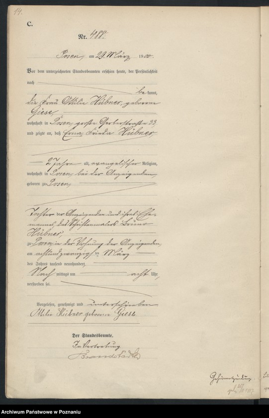 Obraz 17 z jednostki "Księga miejscowa zgonów"