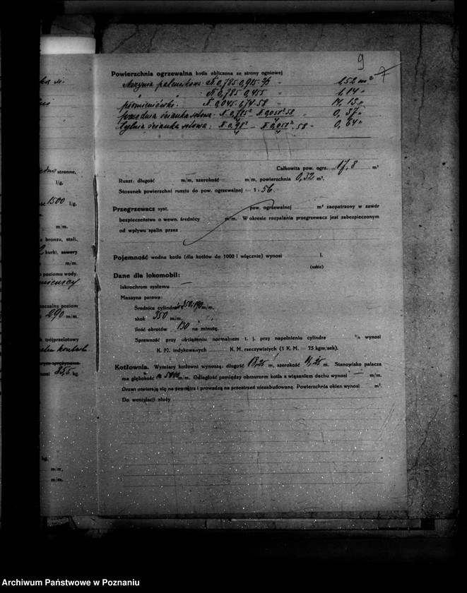 Obraz 14 z jednostki "1/ Tartak parowy we Wrześni- Towarzystwo Akcyjne Nr porządkowy kotła 11 /Młyn J. Hadyniaka w Tomicach powiat poznański"