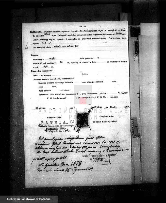 Obraz 10 z jednostki "Fabryka makaronu "Patria" w Pleszewie nr fabr kotła 417, nr woj. kotła 6259"