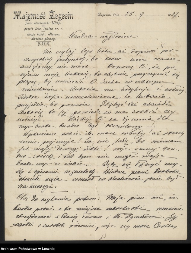 Obraz 2 z jednostki "List Teofili Chłapowskiej do Wandy Chłapowskiej"