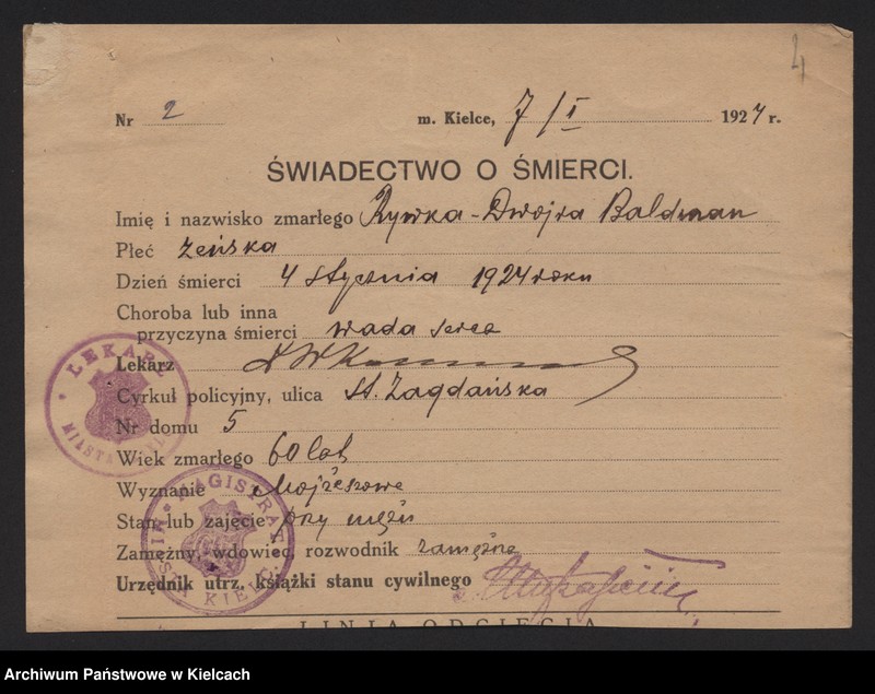 image.from.unit.number "Załączniki do akt zgonu Okręgu Bożniczego Kielce za rok 1924"