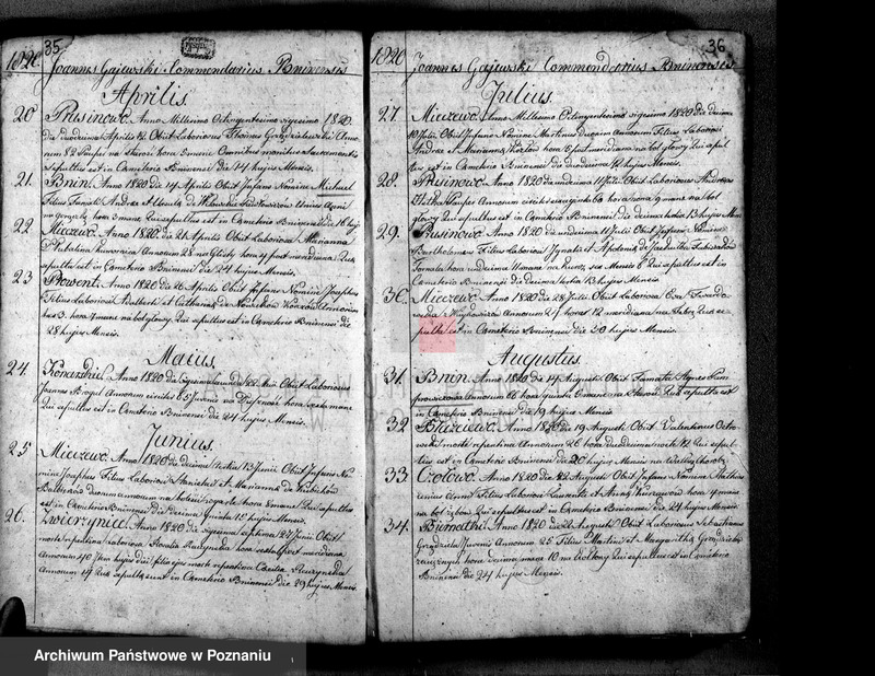 image.from.team "Akta stanu cywilnego Parafii Rzymskokatolickiej Bnin (pow. śremski)"