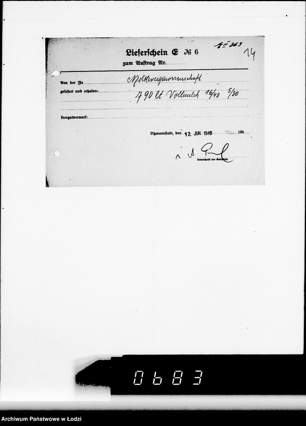 Obraz 19 z jednostki "Lieferscheine E II, Auftrag zum Medikamente"