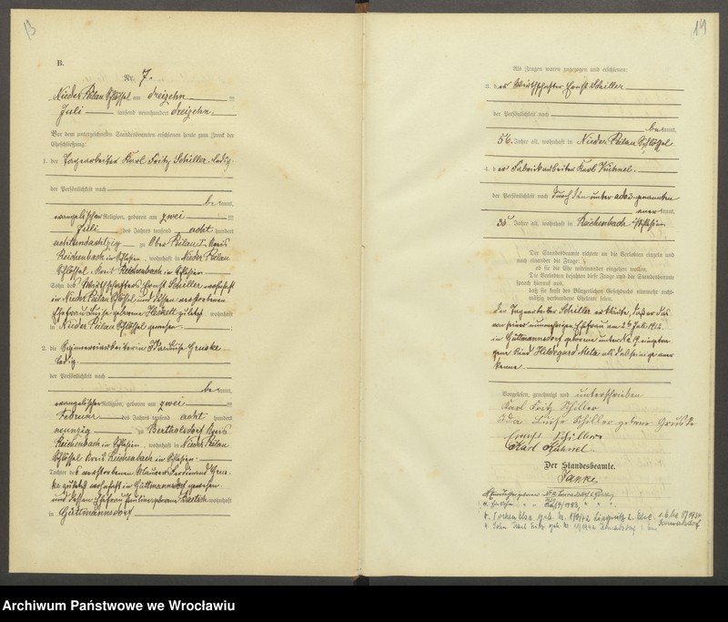 Obraz 10 z jednostki "Heiraths-Haupt-Register Nieder Peilau (Piława Dolna) 1913-1917"