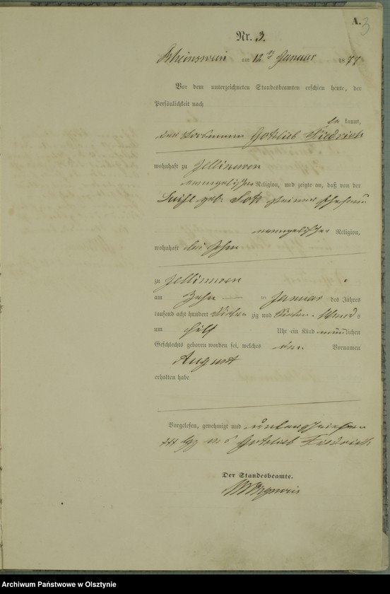 Obraz z jednostki "Geburts-Haupt-Register Nr 1 - 167"