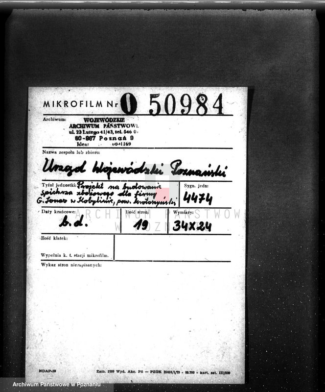 image.from.unit.number "Projekt na pobudowanie spichlerza zbożowego dla firmy G. Jonas w Kobylinie pow. krotoszyński"