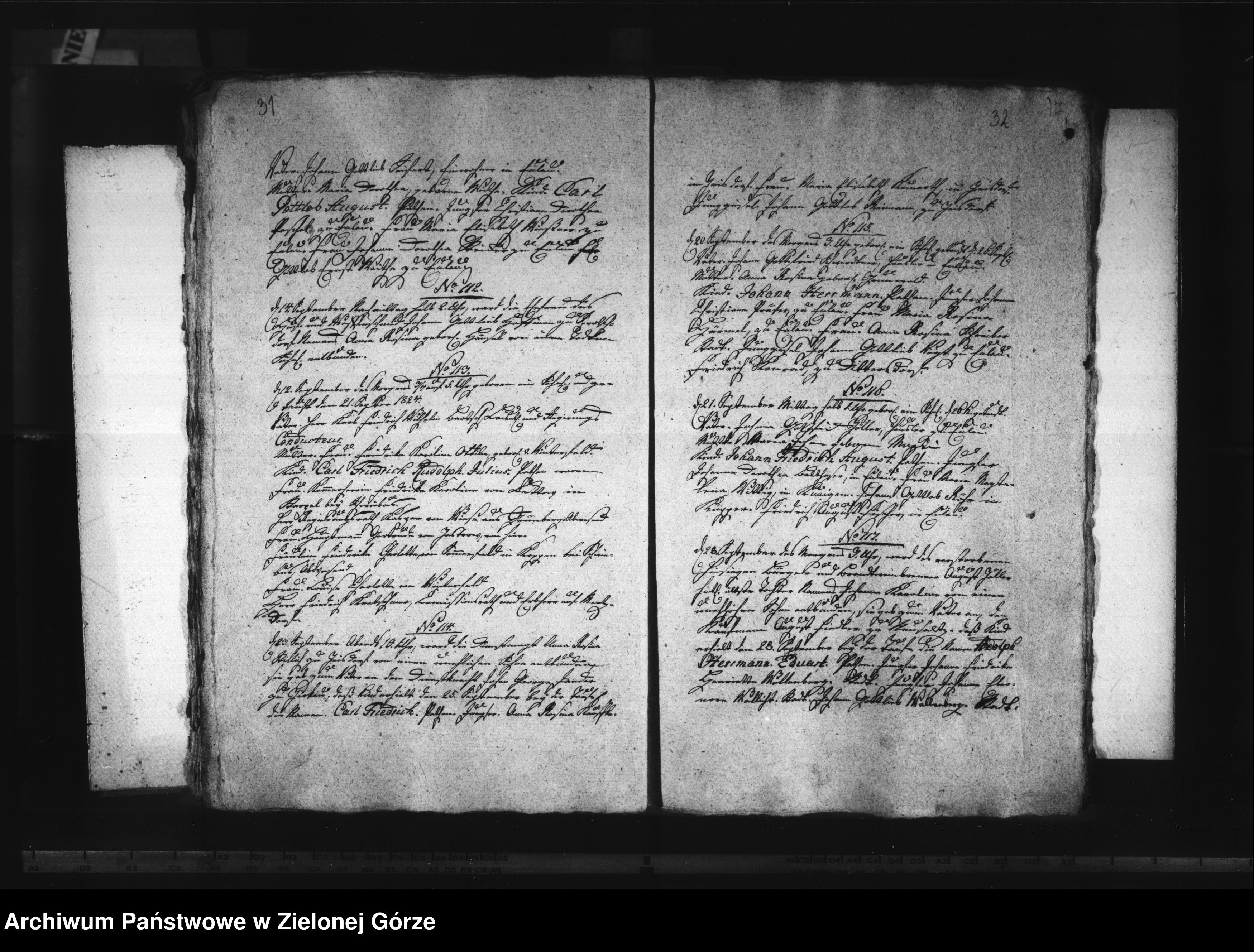 Skan z jednostki: Duplicat bei der evang[elischen] Kirche zu Sprottau. Taufregister vom Jahr 1824