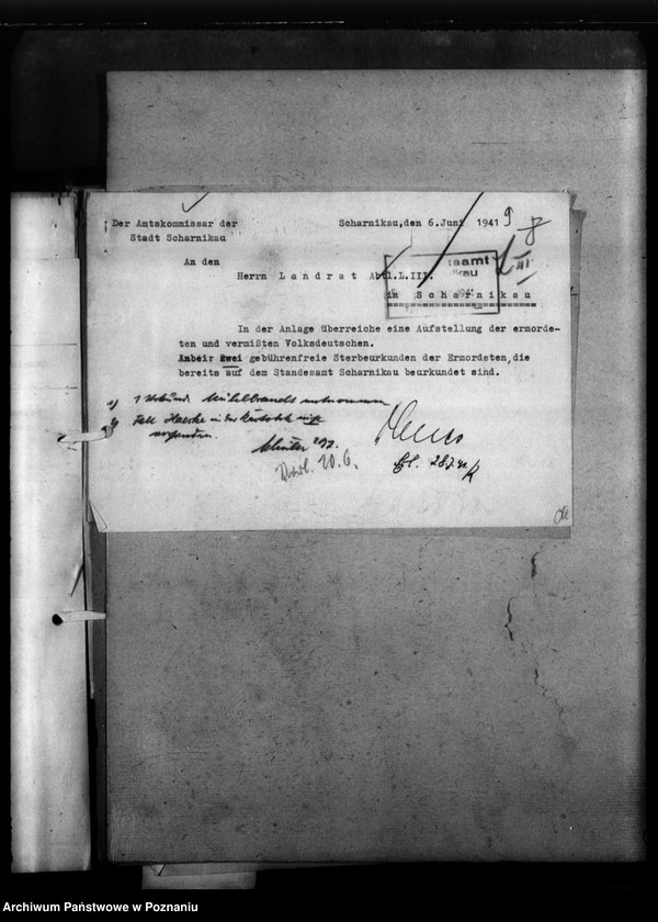 Obraz 13 z jednostki "Kreis Scharnikau (Czarnków). Wykazy miejscowych Niemców, którzy zginęli w 1939 roku - korespondencja"