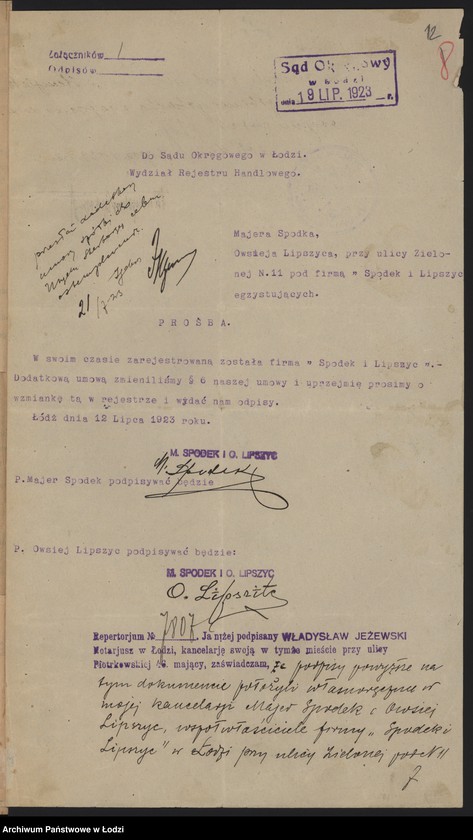 Obraz 14 z jednostki "Majer Spodek, Owsiej Lipszyc – prowadzenie interesów handlowych"