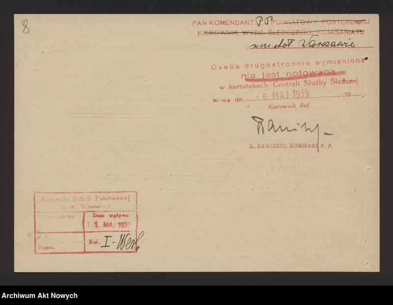 image.from.unit.number "Przyjęcie do służby w Policji Państwowej Stanisława Skuzińskiego. Korespondencja."