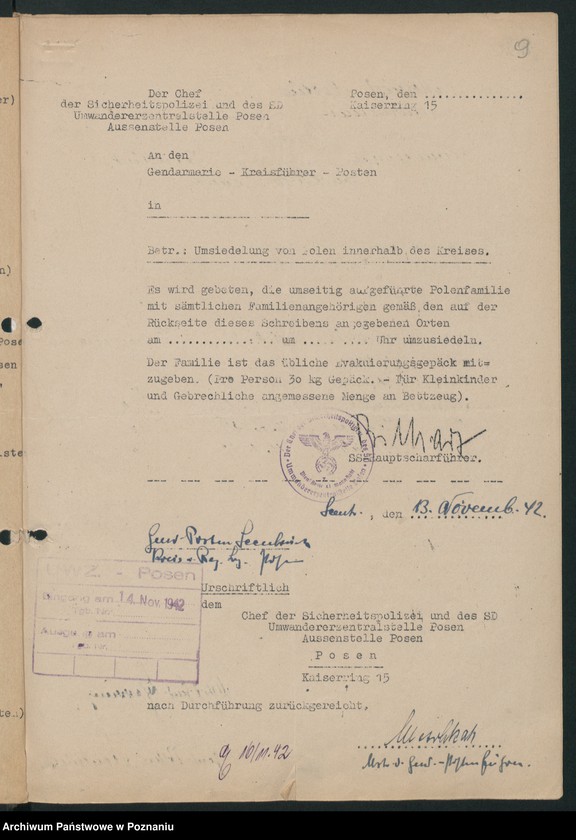 Obraz 12 z jednostki "[Wykazy wysiedlonych Polaków] Posen - Land I [Poznań - Powiat]"