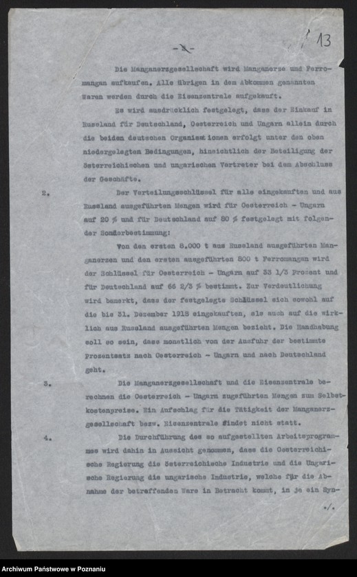 Obraz 15 z jednostki "[Odpisy raportu konsula polskiego w Pradze omawiającego rolnictwo i przemysł czechosłowacki oraz możliwości rozwoju handlu między Rzeszę Niemiecką i Austro-Węgrami a Rosją, w załączeniu schemat organizacyjny urzędów i instytucji centralnych, niemieckich i austrowęgierskich pośredniczących w handlu z Rosją] i inne materiały dotyczące handlu z Rosją"