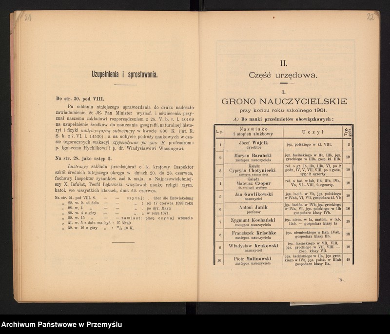 image.from.unit.number "XVII Sprawozdanie Dyrekcji C.k. Gimnazjum w Jarosławiu za rok szkolny 1901"