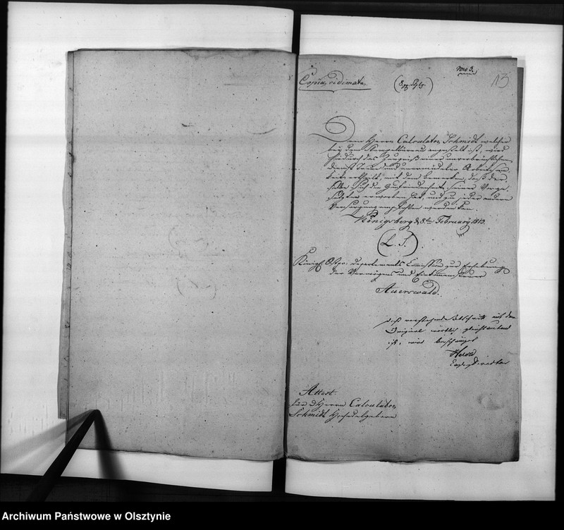 image.from.unit.number "Anstellung des Kanzleigehülfen Schidt [Friedrich]"
