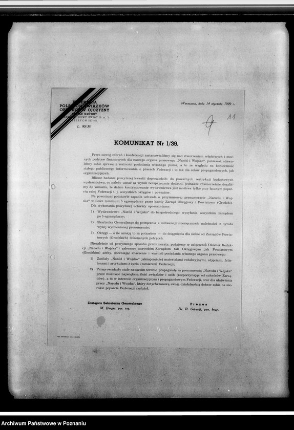 Obraz 16 z jednostki "Korespondencja federacji w sprawach personalno-organizacyjnych dotycząca zgłoszeń na kurs, rozliczenia z imprez, programów odpraw, regulaminów komisji finansowo-gospodarczej, spisy zaproszeń kombatantów na imprezy"