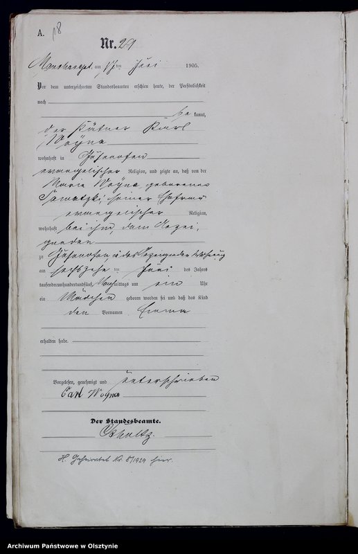 Obraz 20 z jednostki "Geburts-Haupt-Register Nr.1-47. 1-69"