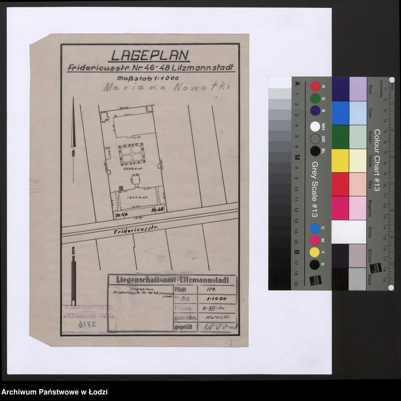 Obraz 1 z jednostki "Lageplan Fridericusstraße Nr 46-48 Litzmannstadt"