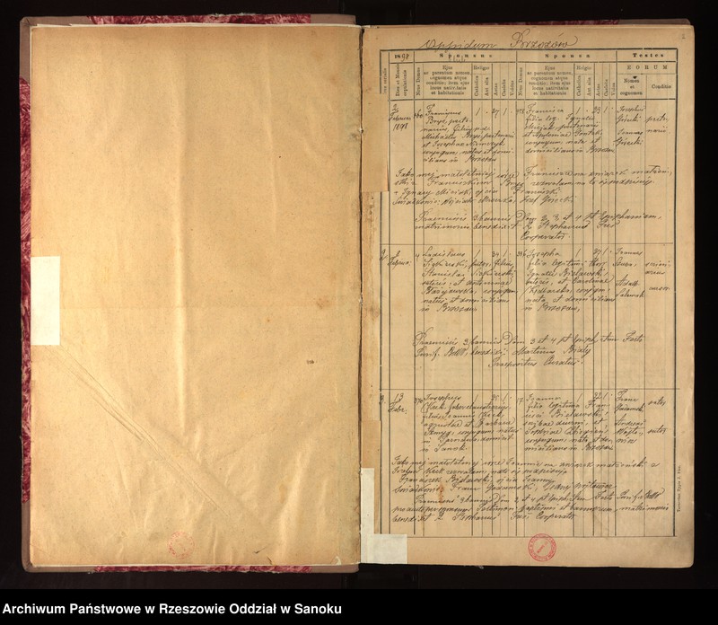 image.from.unit.number "Księga urodzeń, małżeństw i zgonów dla miejscowości Brzozów"