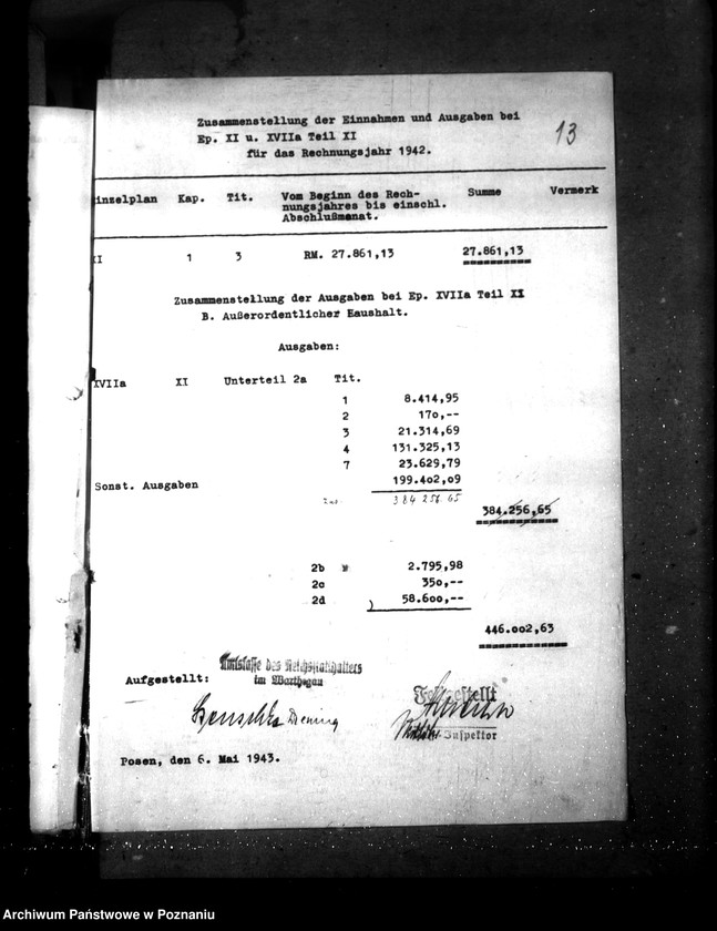 Obraz 17 z jednostki "Jahresnachweisung über die Haushaltseinnahmen und Ausgaben, Reichsministerium der Finanzen"