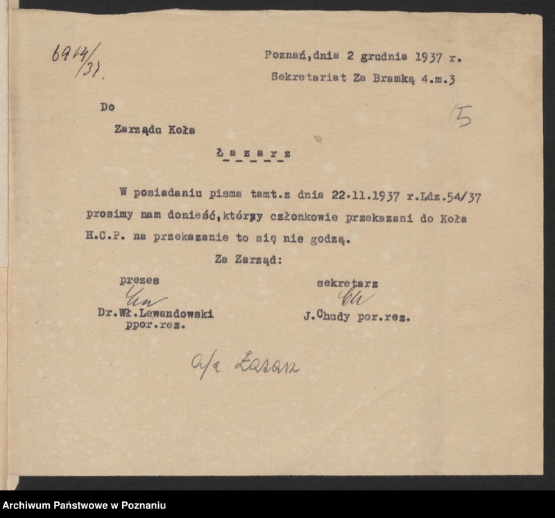 Obraz 9 z jednostki "Poznań - Łazarz akta koła."