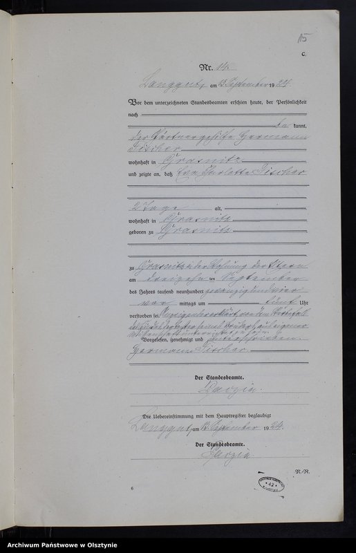 Obraz 17 z jednostki "Sterbe-Neben-Register Nr 1 - 22"