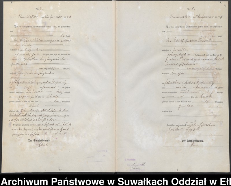 image.from.unit.number "Geburts-Haupt-Register des Königlichen Preussischen Standes-Amtes Kumilsko Kreis Johannisburg"