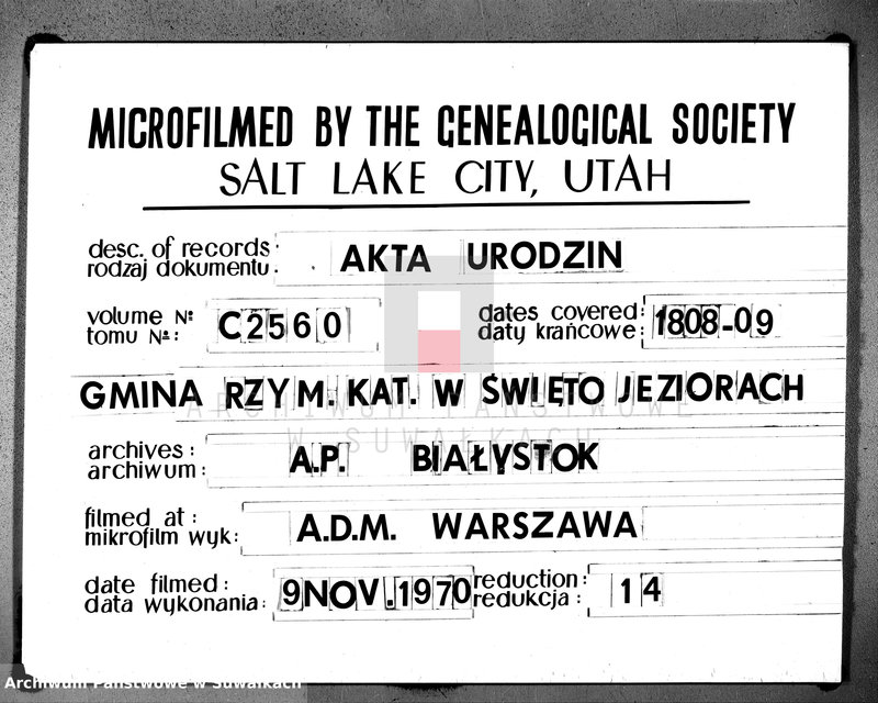image.from.team "Akta stanu cywilnego parafii rzymskokatolickiej w Święto Jeziorach"