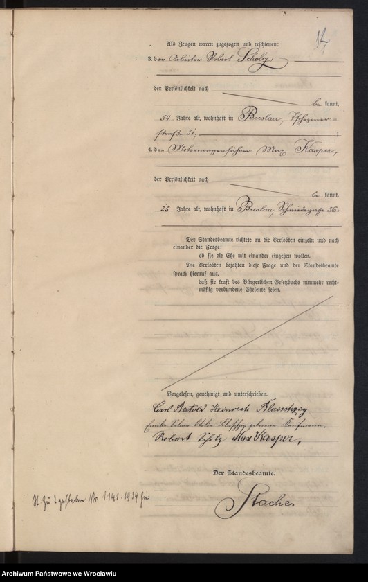 image.from.unit.number "Heiraths-Haupt-Register Breslau I 1904 Band 1"