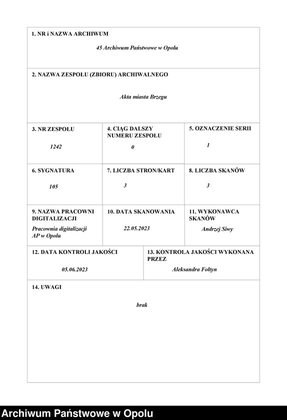 image.from.unit.number "Propozycje mistrzów murarskich (Lorenztz Gunther z Wrocławia, Jacob Pawer, książęcy mistrz murarski i Jacob mistrz miejski) dotyczące budowy zamku brzeskiego,"