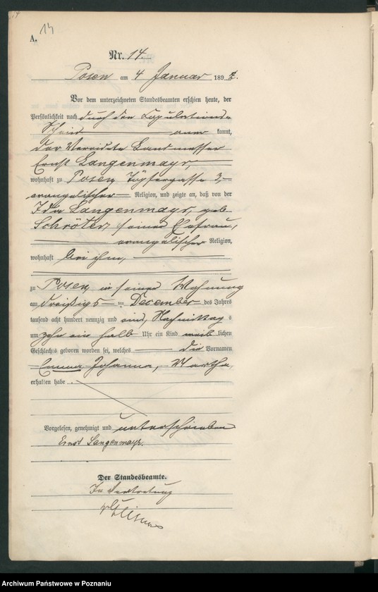 Obraz 17 z jednostki "Księga urodzeń t. I, II"