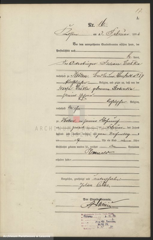 Obraz 20 z jednostki "[Księga urodzeń - miasto]"