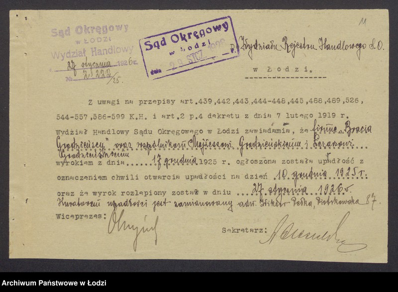 Obraz 13 z jednostki "Mojżesz Grodzieński, Łazarz Grodzieński- "Bracia Grodzieńscy"- fabrykacja i sprzedaż towarów manufakturowych"