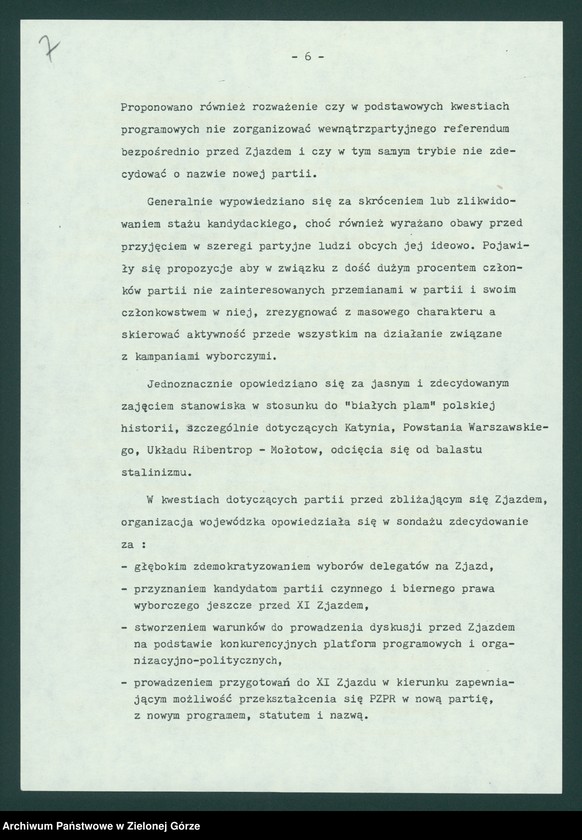 image.from.unit.number "Protokół z XI plenarnego posiedzenia KW nt. Zadania wojewódzkiej organizacji partyjnej przed XI Zjazdem PZPR. Załączniki. 10 listopada 1989"