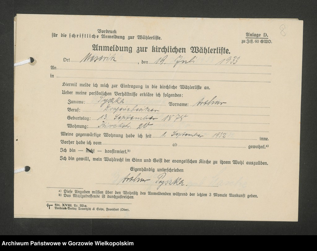 Obraz 11 z jednostki "Anmeldungen zur Wählerliste. Band II"