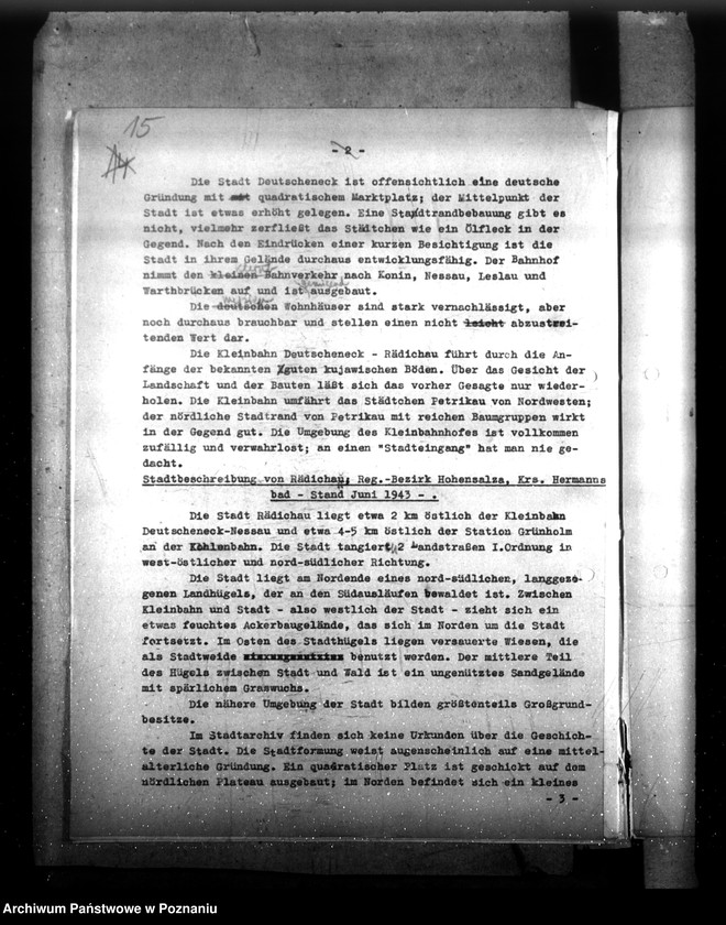 Obraz 19 z jednostki "Planung im Warthegau- Aufgabe und Organisation (oraz sprawozdania z podróży służbowych do wschodnich powiatów Kraju Warty)"